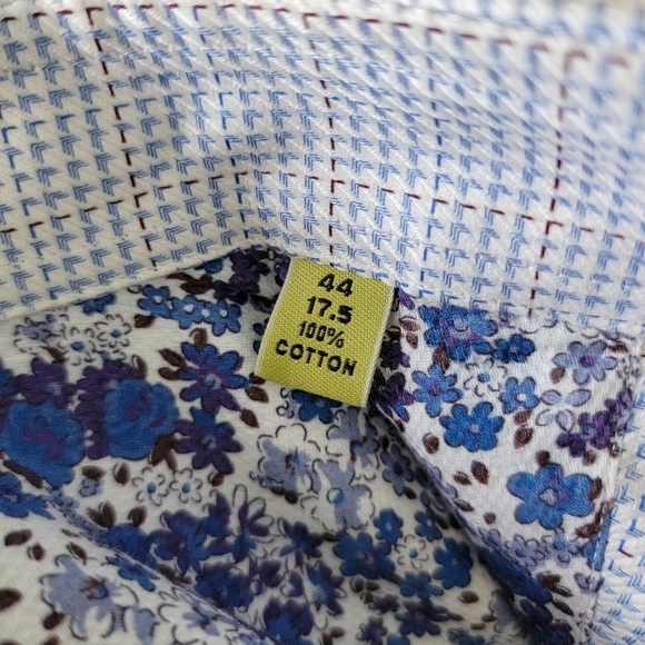 Robert Graham Blue White Checked Button Down Flip Cuff Tailored Fit Size 44 17.5 - Picture 9 of 12